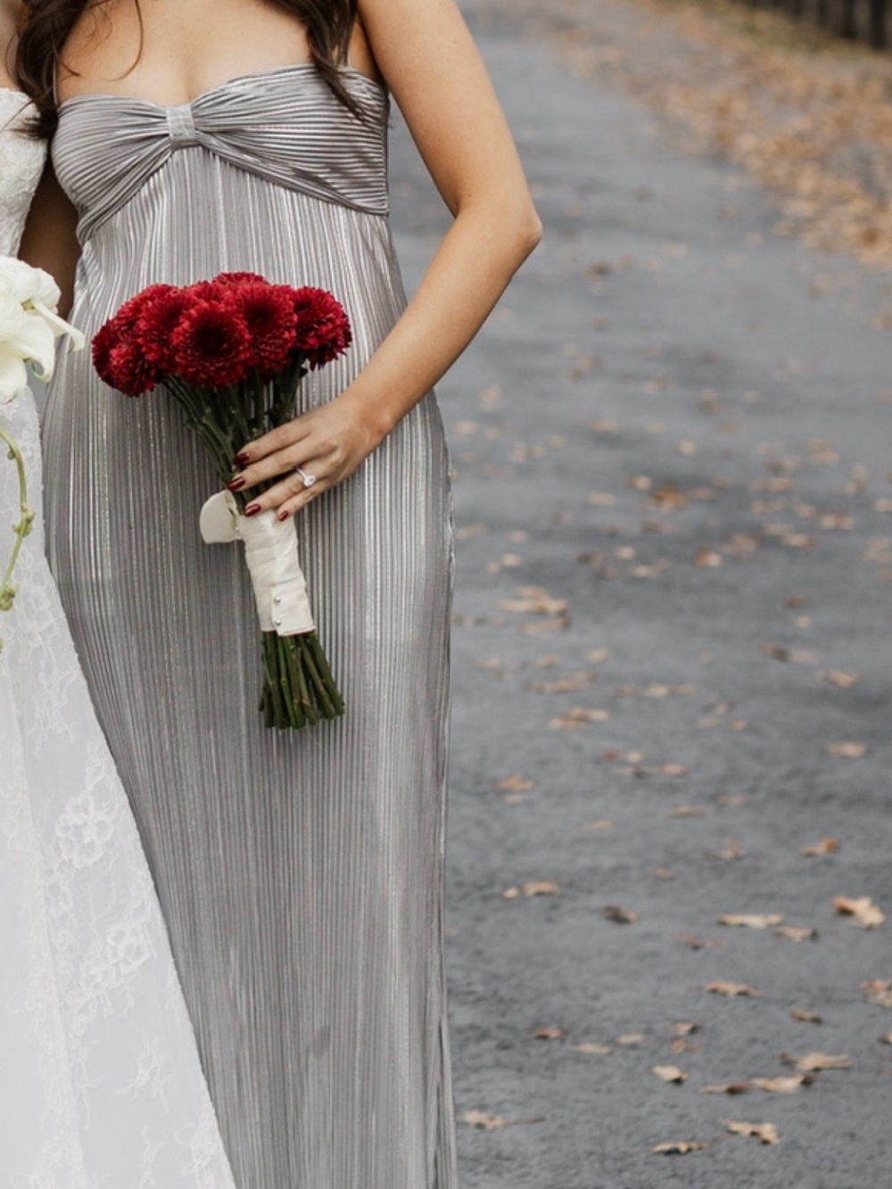 Lovers + Friends Silver Metallic Plisse Maxi Dress - Picture 3 of 6